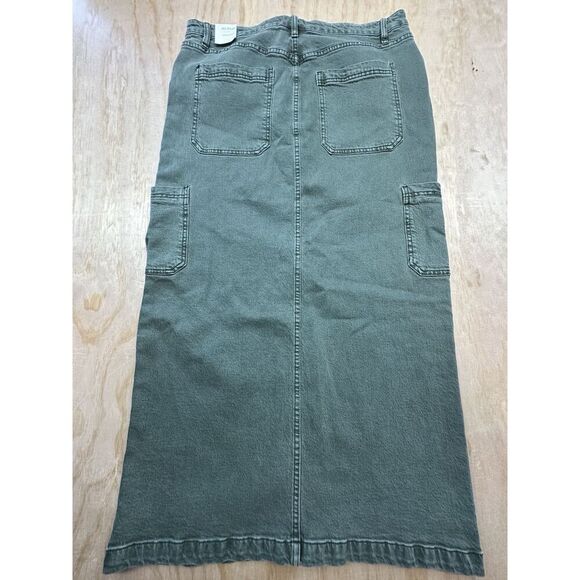 STS Blue Maddie Maxi Skirt 32 Green Wash Denim Side Pockets Cargo - Picture 4 of 5